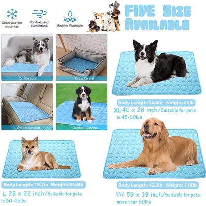 Ultimate Pet Cooling Mat - Large Foldable Self-Cooling Pad for Dogs, Cats, Rabbits & Guinea Pigs - No Water or Refrigeration Needed - Ice Silk Washable for Indoor & Outdoor Comfort