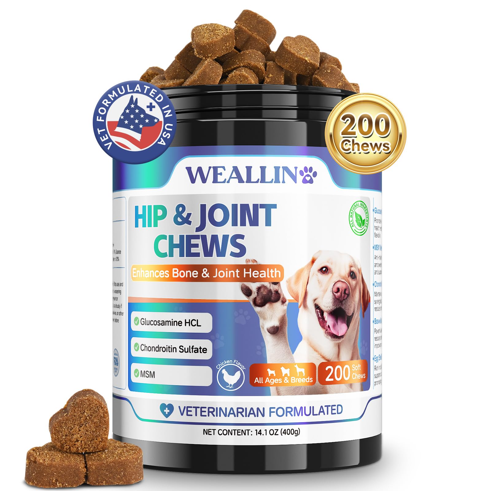 Joint & Hip Support Chews for Dogs — glucosamine, chondroitin, MSM soft chews