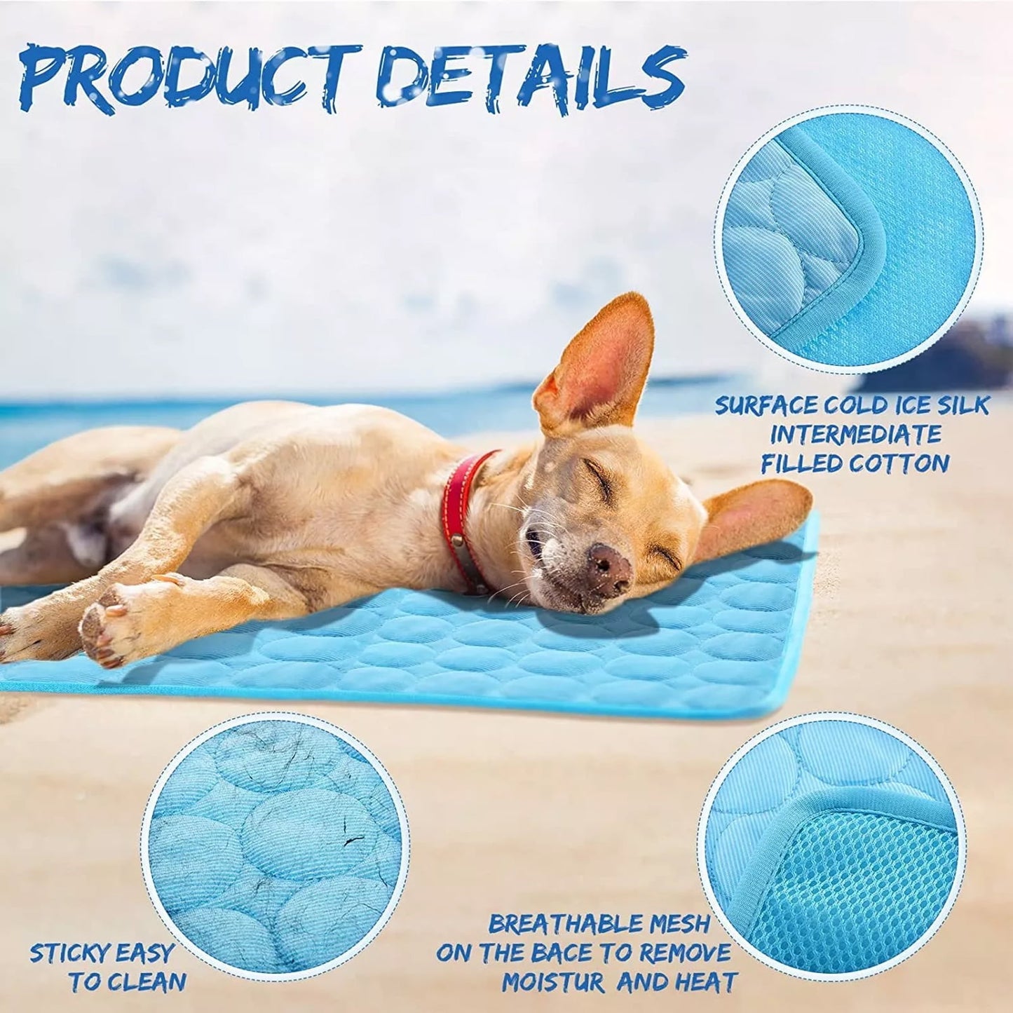 Ultimate Pet Cooling Mat - Large Foldable Self-Cooling Pad for Dogs, Cats, Rabbits & Guinea Pigs - No Water or Refrigeration Needed - Ice Silk Washable for Indoor & Outdoor Comfort
