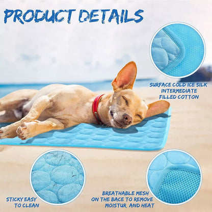 Ultimate Pet Cooling Mat - Large Foldable Self-Cooling Pad for Dogs, Cats, Rabbits & Guinea Pigs - No Water or Refrigeration Needed - Ice Silk Washable for Indoor & Outdoor Comfort