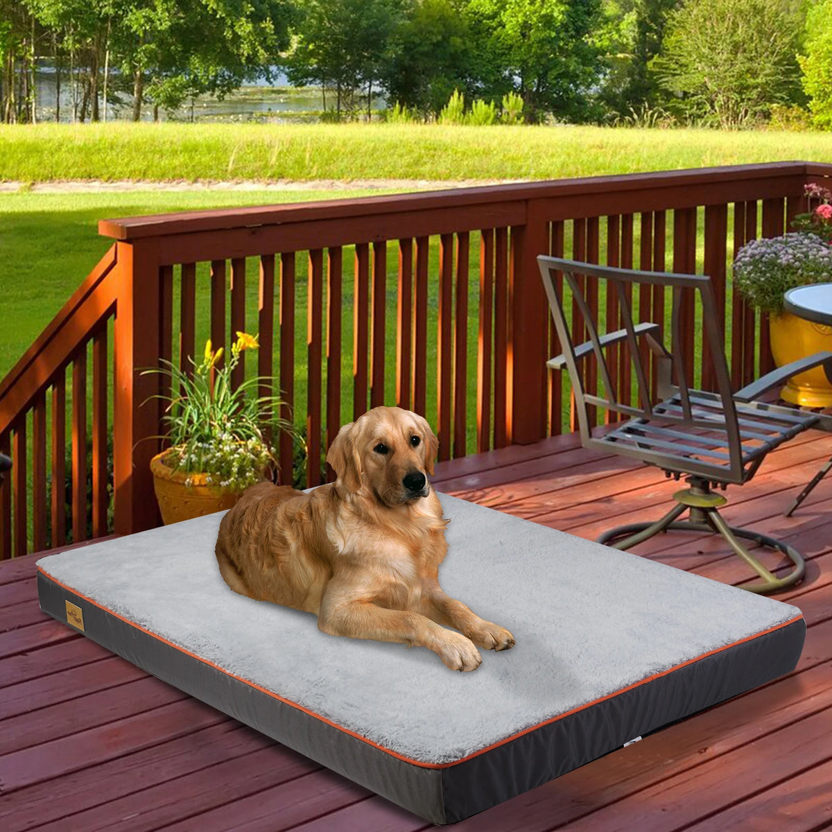 Orthopedic dog bed with supportive foam base