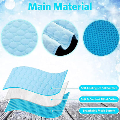 Ultimate Pet Cooling Mat - Large Foldable Self-Cooling Pad for Dogs, Cats, Rabbits & Guinea Pigs - No Water or Refrigeration Needed - Ice Silk Washable for Indoor & Outdoor Comfort